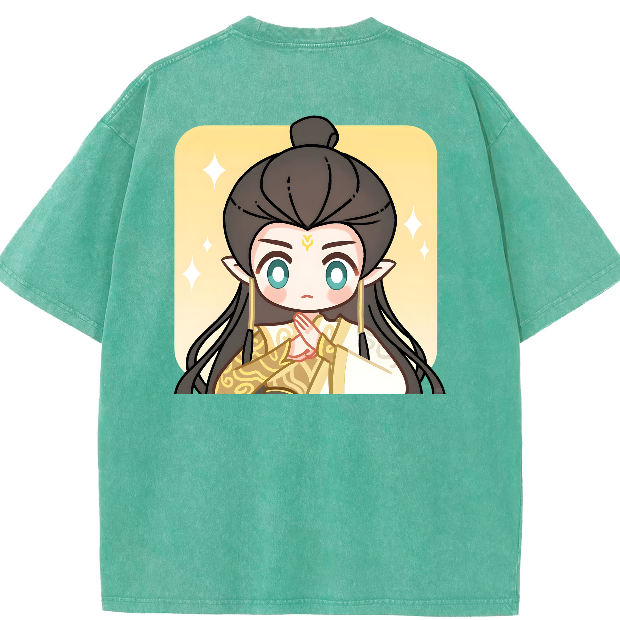 （画像用） Ne Zha 2 ナタ 魔童の大暴れ 綿100% ヴィンテージ風 半袖Tシャツ（背面プリント）